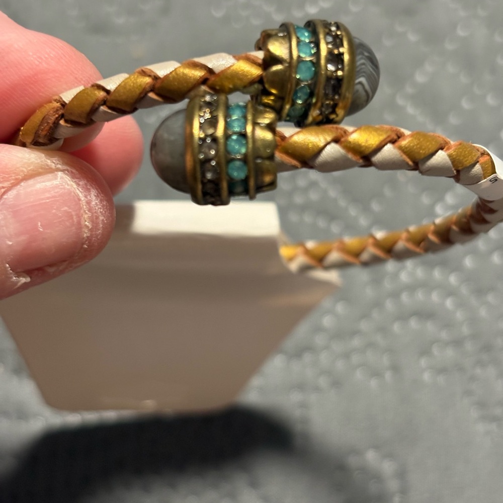 Ann Taylor Loft braided leather wrap bracelet